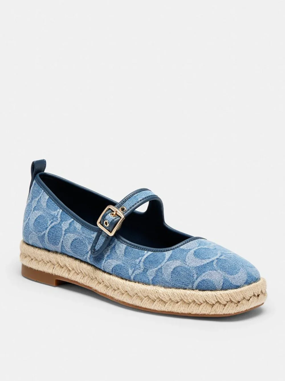 Coach Outlet Mary Jane Espadrille Sandal In Signature Denim - Picture 1 of 3